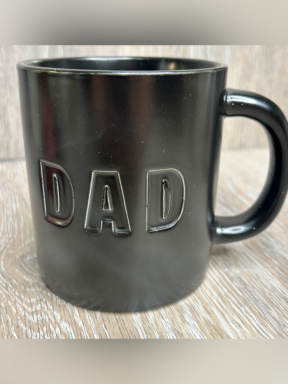 Classic Black “DAD” Embossed Mug • Dishwasher + Microwave Safe • 14.4 oz